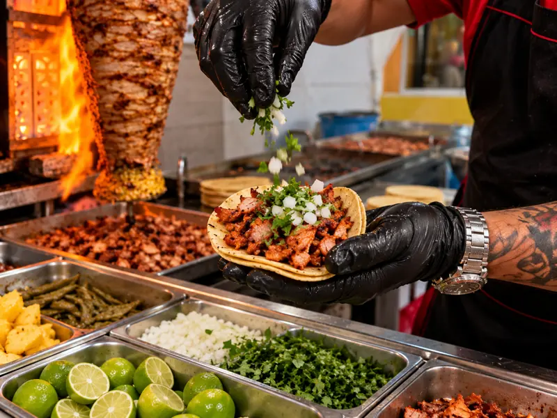 Taco preparado con salsa